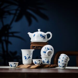 10-Piece Hand-Painted Shandan Flower Tea Set