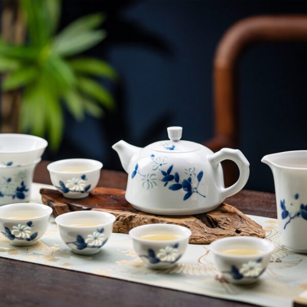 10-Piece Hand-Painted Shandan Flower Tea Set