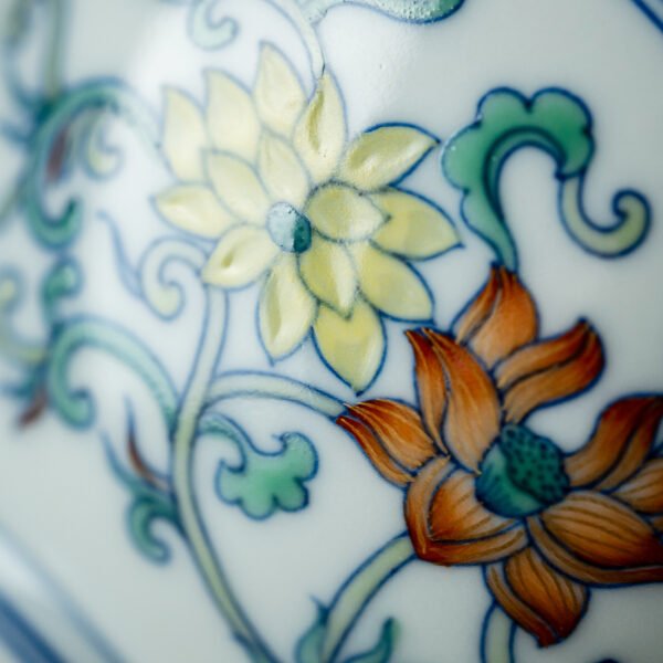 7-细节图 Doucai Twin Lotus Chicken Heart Cup