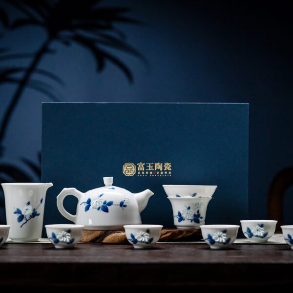 10-Piece Hand-Painted Shandan Flower Tea Set