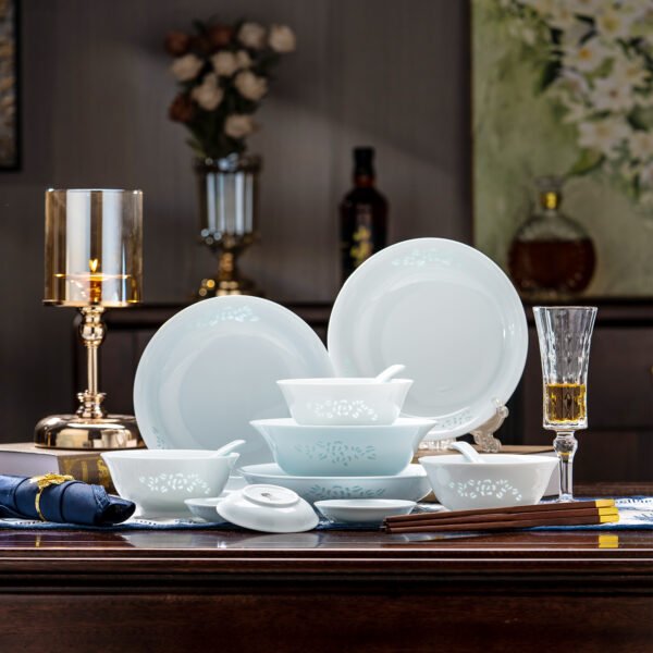 主图1 Celadon Glaze Jade Peony Tableware